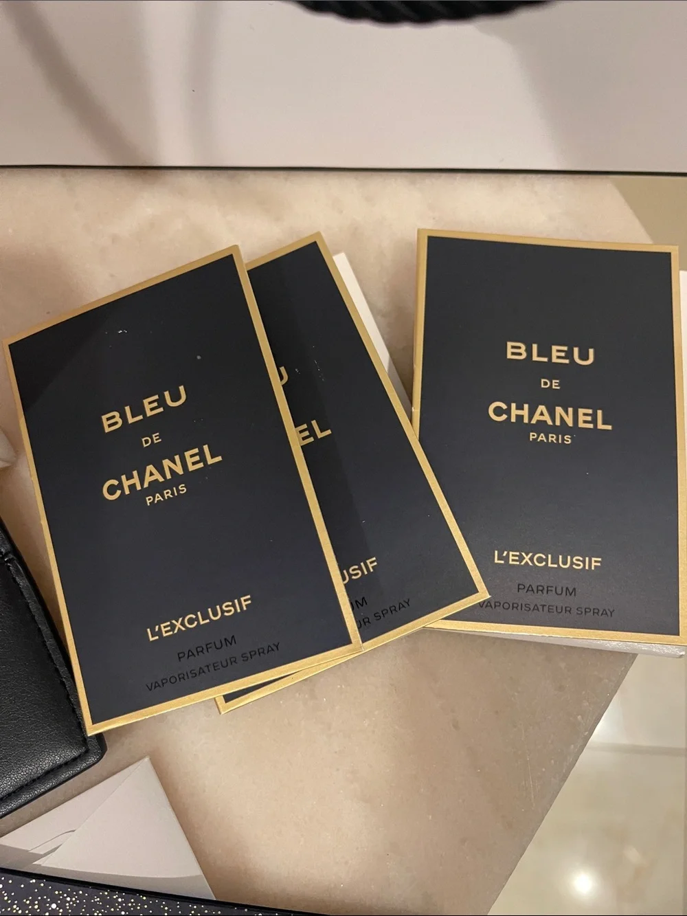 CHANEL Men’s Black Wallet & White Gift Presentation Set with Navy Accents